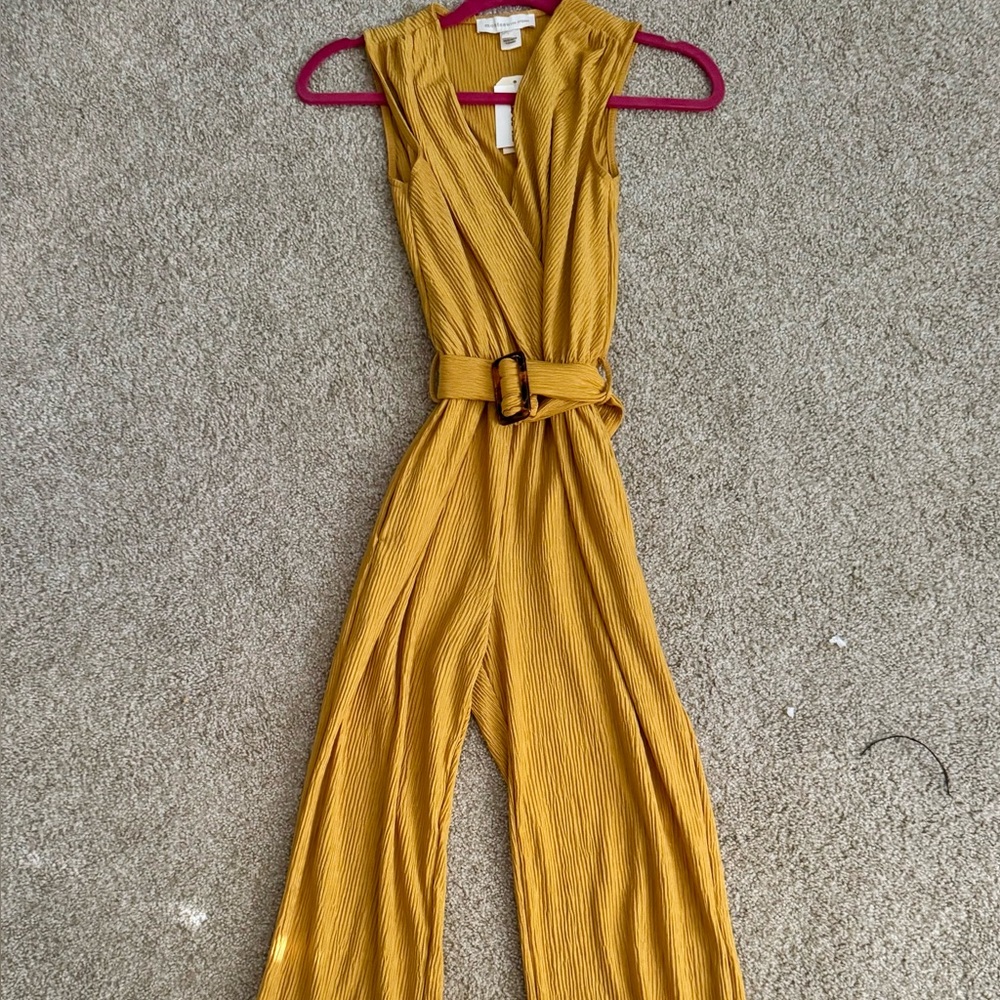 Monteau Mustard Pleated Jumpsuit